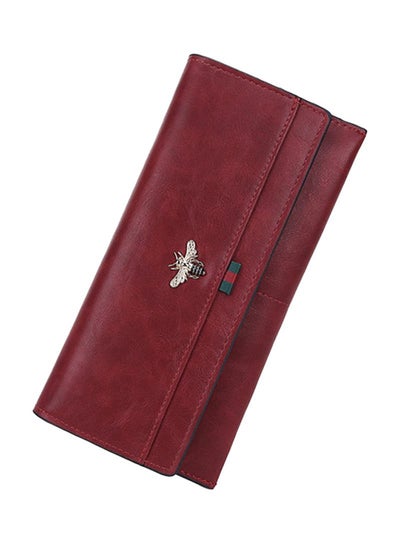 Buy Leather Trifold Wallet Burgundy in UAE