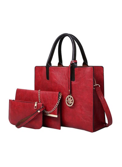 Buy 3-Piece Chic Vintage Handbag Red/Black in Saudi Arabia