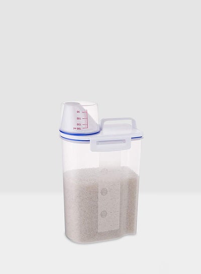 Buy Rice And Cereal Storage Container With Measuring Cup Transparent in UAE