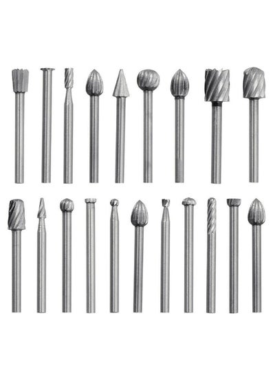 اشتري 20-Piece Carbide Burr Power Drill Bit Set Silver في السعودية