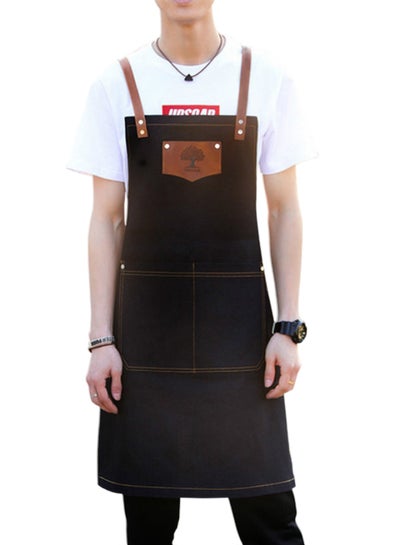 Buy Adjustable Strap Kitchen Apron Black/Brown 78 x 70centimeter in Saudi Arabia