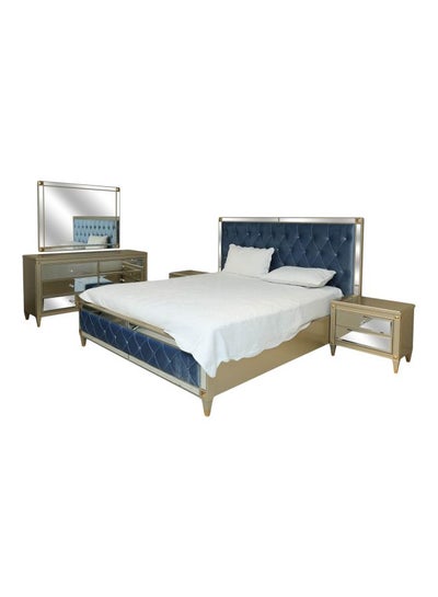 Buy 5-Piece Heinker Bedroom Set Gold/Blue in UAE