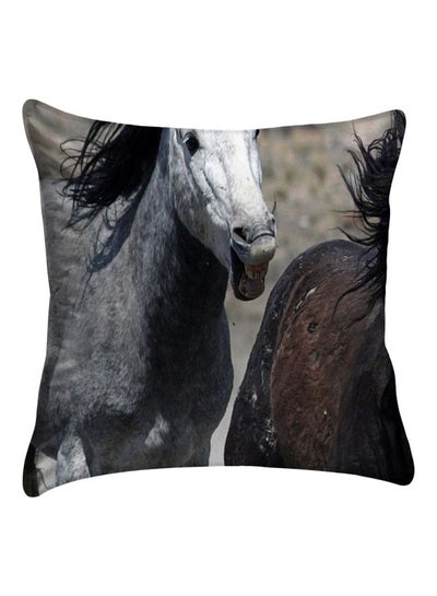 Buy Mustang Printed Pillow Cover polyester Black/Grey 40x40cm in Egypt