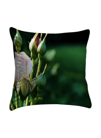 Buy Roses Printed Pillow Cover polyester Green/Pink/Yellow 40x40cm in Egypt