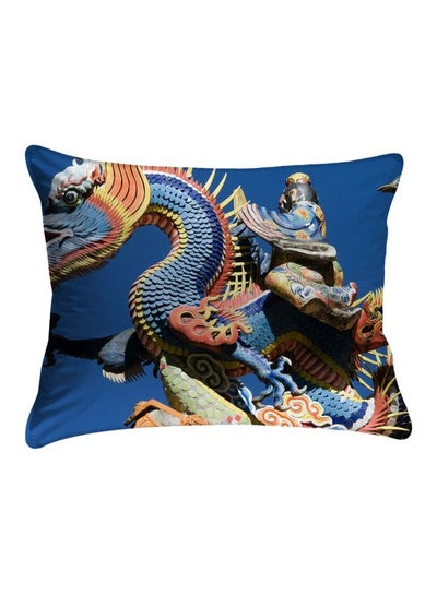 Buy Dragon Printed Pillow Cover Polyester Blue 40x60cm in Egypt