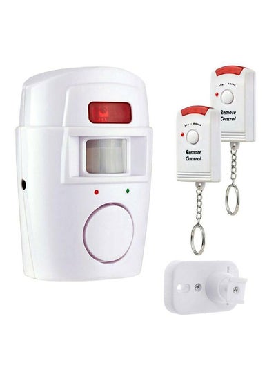 Buy PIR Motion Sensor Alarm System With Remote Control And Bracket White/Red/Silver 6.2 x 5.5centimeter in Saudi Arabia