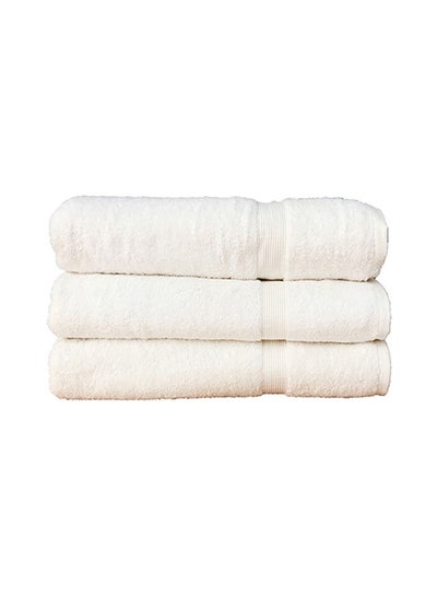 Buy 3-Piece Egyptian Cotton Bath Towel White 70x140cm in Saudi Arabia