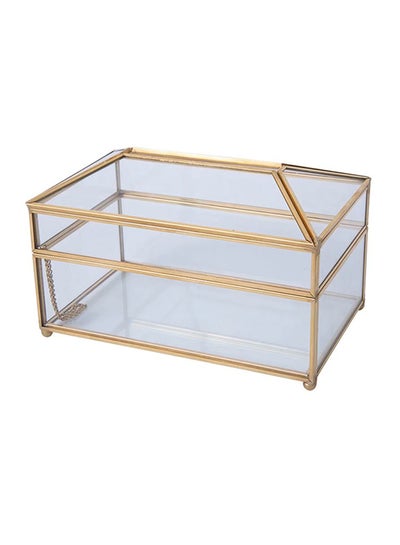 Buy Glass Tissue Box Clear/Gold 19.5x11x12cm in Saudi Arabia