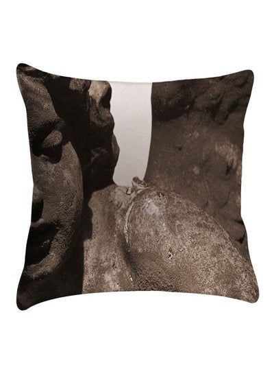 Buy Decorative Printed  Cushion Cover Brown/Off White/Black polyester Brown/Off White/Black 40x40cm in Egypt