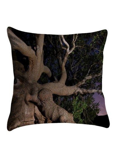 Buy Tree Trunk Printed  Cushion Cover Polyester Brown/Green/Purple polyester Brown/Green/Purple 40x40cm in Egypt