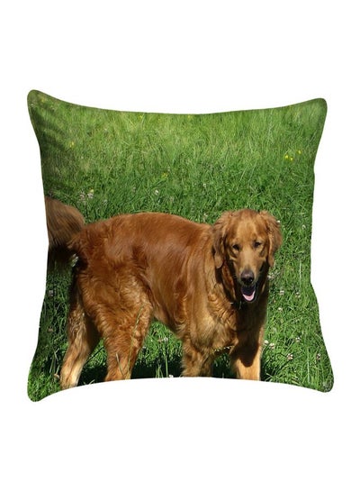 Buy Dog Printed  Cushion Cover Green/Brown polyester Green/Brown 40x40cm in Egypt