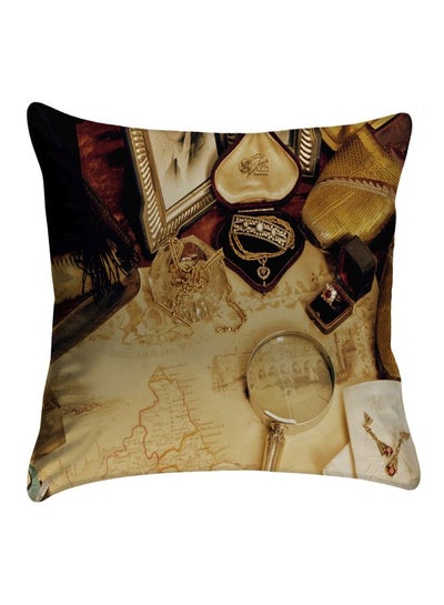 Buy Polyester Decorative  Cushion Cover Beige/Brown/White polyester Beige/Brown/White 40x40cm in Egypt