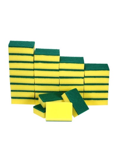 Buy 30-Piece Multi-Purpose Double-Faced Dish Scouring Pad Set Yellow/Green 10x7x3cm in UAE