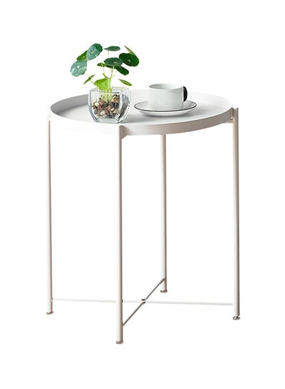 Buy Round Table Nightstand Sofa Table Furniture White 52x47.5x47.5cm in Saudi Arabia