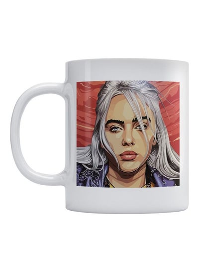 Buy Billie Eilish Printed Coffee Mug White/Red/Grey 350ml in Saudi Arabia