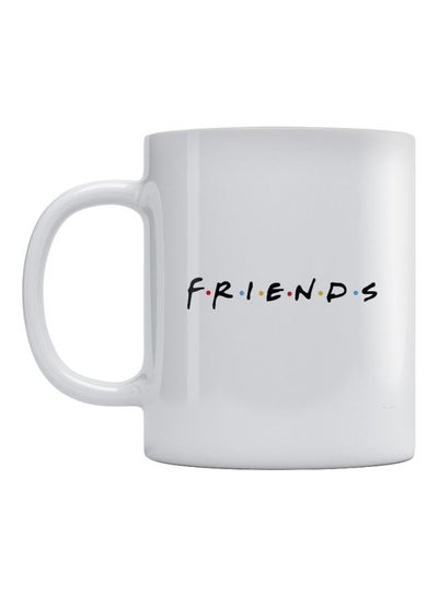 اشتري مج مزين بطبعة كلمة "Friends" أبيض/ أسود 350مل في السعودية