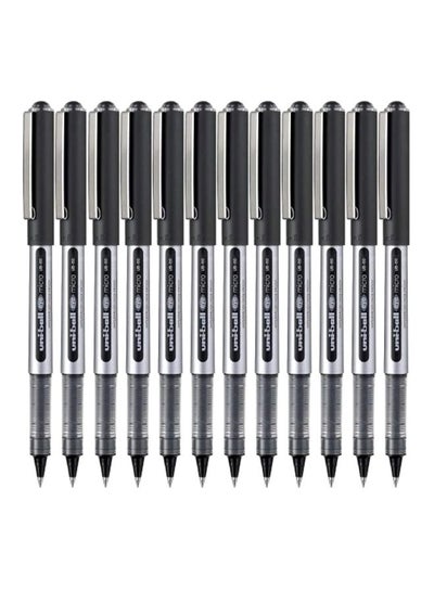 Buy 12-Piece Uni-Ball Eye Micro Gel-Ink Pen Set Black/Grey in UAE
