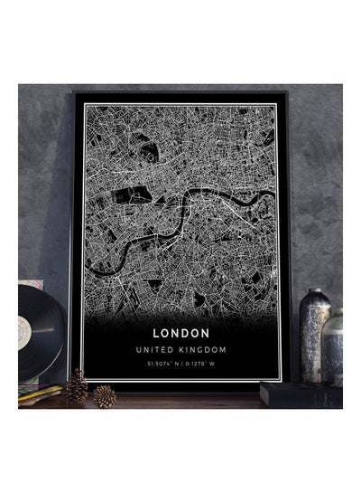Buy London UK Travel Map Poster With Frame Black/White 30x40centimeter in UAE