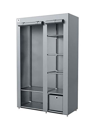 Buy Portable Canvas Fabric Wardrobe Organizer Grey 110x170x42.5cm in Saudi Arabia