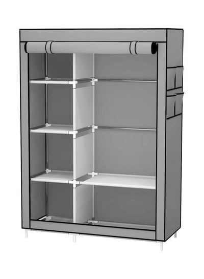 Buy Portable Canvas Fabric Wardrobe Organizer Grey in Saudi Arabia