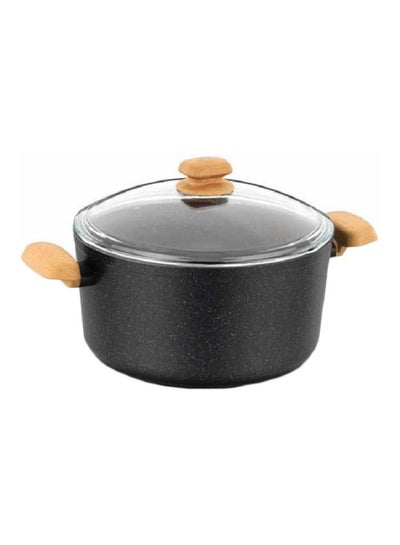 Buy Sturdy And Durable Non-Stick High Thermal Conductivity Solar Base Montana Casserole With Lid Black 20x10.5centimeter in UAE