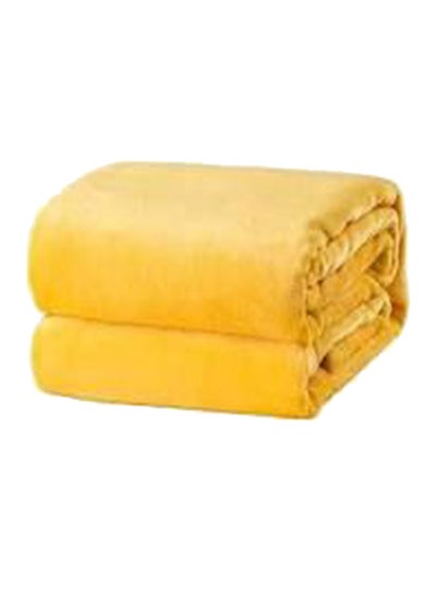Buy Throw Blanket Polyester Yellow 220x160cm in UAE