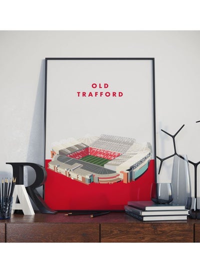 Buy Old Trafford Stadium Manchester United Poster With Frame Red/Blue/Green 30x40centimeter in UAE