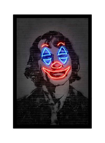 Buy Joker Movie Neon Art Poster With Frame Black/Grey/Blue 30x40centimeter in UAE