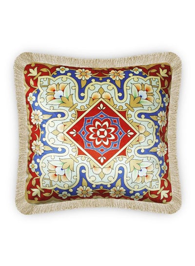 Buy Islamic Style Velvet Printing Cushion Cover Multicolour 45x45cm in UAE