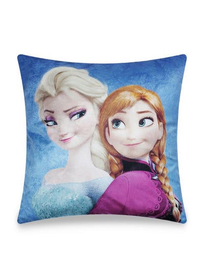 Buy Frozen Elsa And Anna Velvet Printing Cushion Cover Multicolour 45x45centimeter in UAE