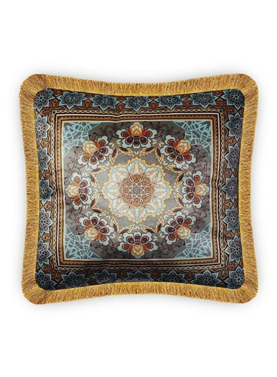 Buy Ethnic Ornament Velvet Printing Cushion Cover Multicolour 45x45centimeter in UAE