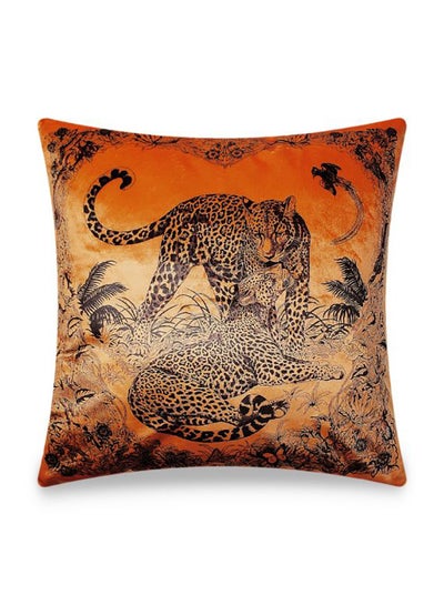 Buy Jungle Love Leopard Tattoo Shawl Printing Cushion Cover Multicolour 45x45centimeter in UAE