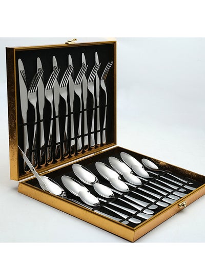 Buy 24-Piece Stainless Steel Flatware Set Silver 34.5x25.5x4.5centimeter in Saudi Arabia