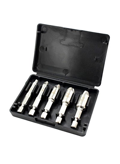 Buy 5-Piece Screw Extractor Broken Bolt Drill Bit Set Silver 9.5cm in Saudi Arabia