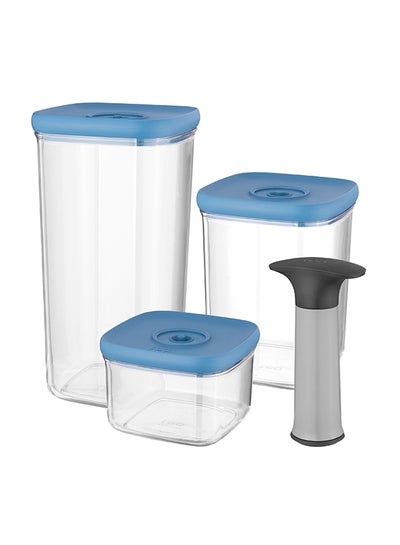 Buy 4-Piece Vacuum Food Container Clear/Blue/Grey in Egypt