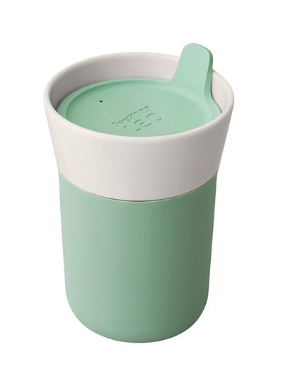 Buy Porcelain Travel Mug Green/White 330ml in Egypt