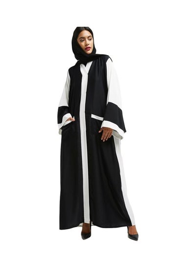 Buy Long Sleeve Abaya Black/White in UAE