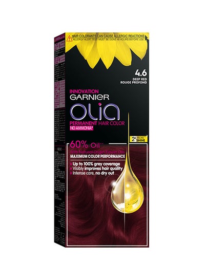 Buy Olia No Ammonia Permanent Brilliant Color 60% Oil-Rich Permanent Hair Color 4.6 Deep Red 50g 50g 12ml in UAE
