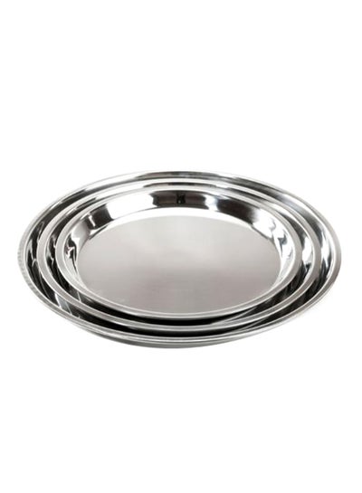 Buy 3-Piece Stainless Steel Plate Set Silver 41 x 4 x 40centimeter in Saudi Arabia