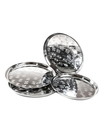 Buy 4-Piece Stainless Steel Plate Set Silver 36 x 3 x 36centimeter in Saudi Arabia