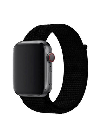 Buy Apple Watch 42mm/44mm/45mm Nylon Sport Loop Band Black in Saudi Arabia
