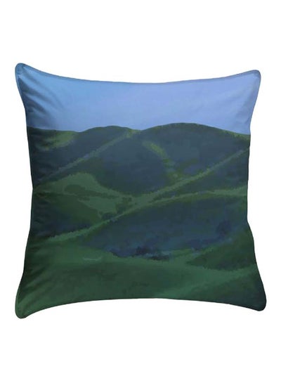 Buy Printed Pillow Cover Polyester Green/Blue 40 x 40cm in Egypt