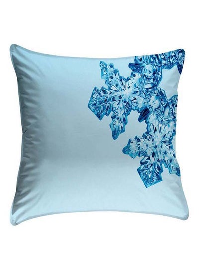 Buy Snow Flakes Printed Pillow Cover polyester Blue 40 x 40cm in Egypt