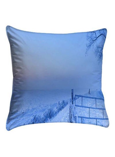 Buy Snow Printed Pillow Cover Polyester Blue 40 x 40cm in Egypt