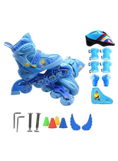 Buy Adjustable LED Inline Roller Skates With Protective Gears And Accessories 30cm in Saudi Arabia