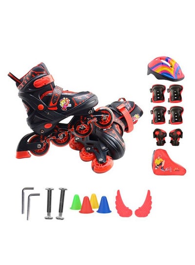 Buy Adjustable LED Inline Roller Skates With Protective Gears And Accessories 38cm in Saudi Arabia