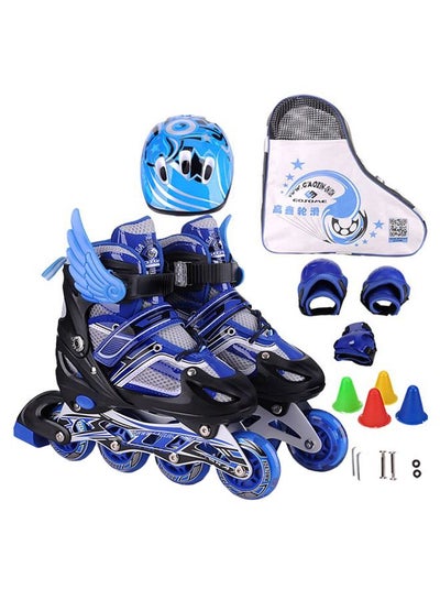 Buy Adjustable LED Inline Roller Skates With Protective Gears And Accessories 33cm in Saudi Arabia