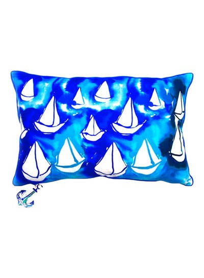 Buy Anemoss Printed Throw Pillow Blue/White 53x36centimeter in UAE