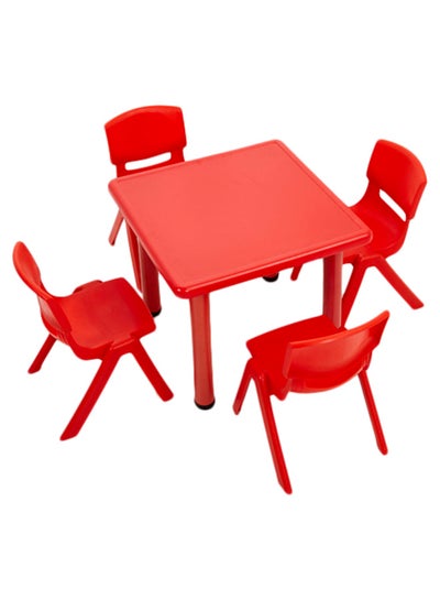 Buy 5-Piece Folding Table And Chair Set Red in UAE