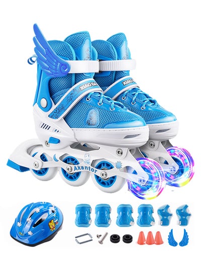 Buy Tri Line Adjustable Roller Skates With Protective Gears And Accessories 40cm in Saudi Arabia